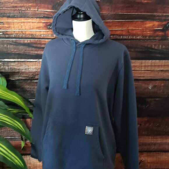 Ariat Large Rebar Aztec Flag Graphic Hoodie Hooded Sweatshirt Navy Blue 10041466 - Picture 2 of 11